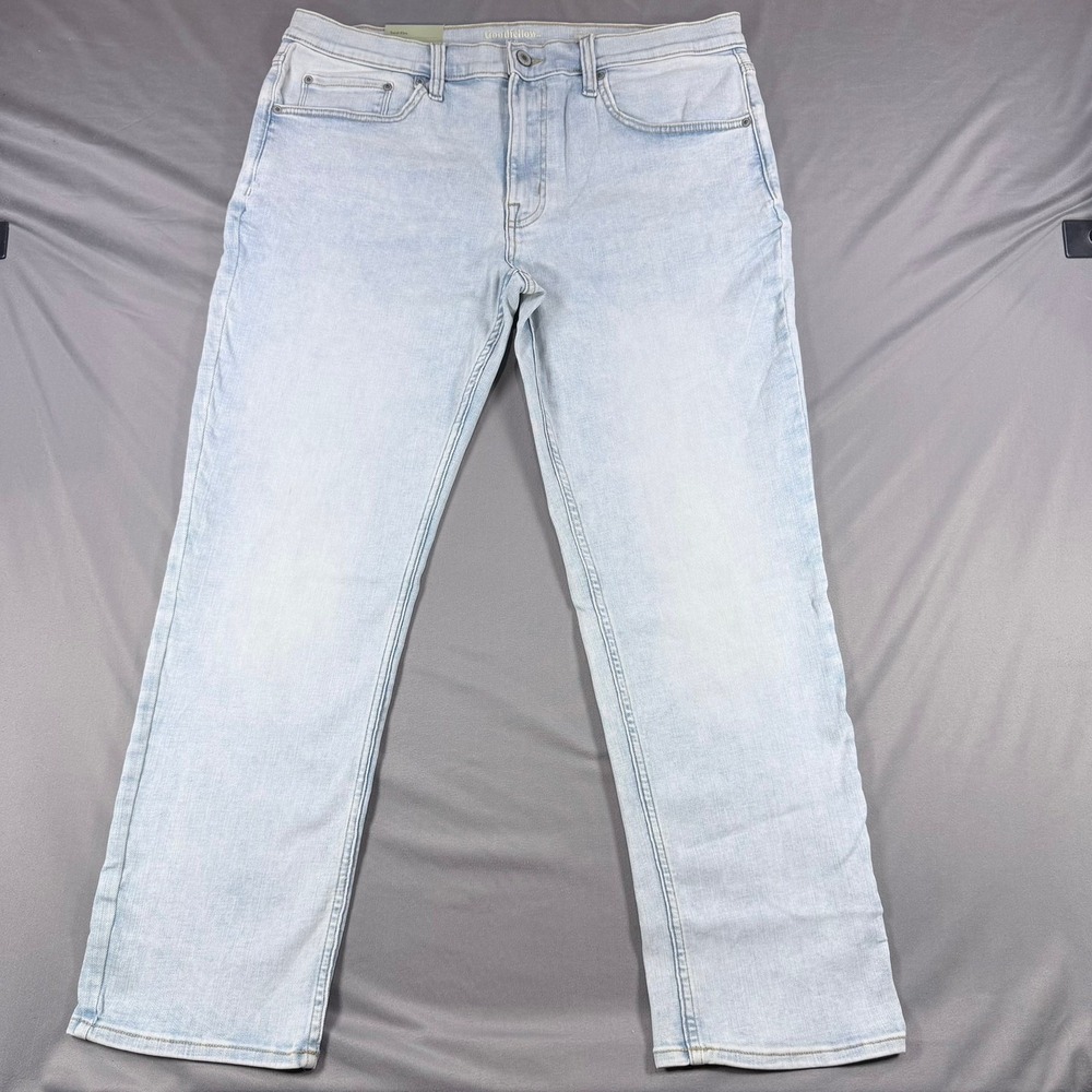 Goodfellow Mens 36x30 Light Wash Cotton Blend Slim Straight Leg Denim Jeans New